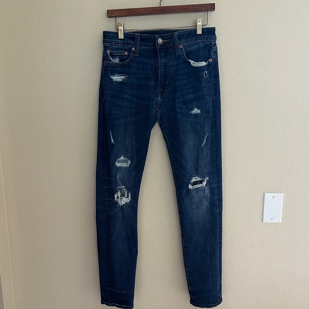 American Eagle Outfitters Men's Navy Ripped Skinny Jeans W30 L30 EUC